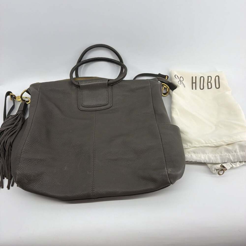 Hobo The Original Sheila GrayLeather Bag Satchel Hoop Handles Shoulder Strap